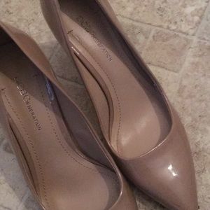 BCBG Nude patent leather heels